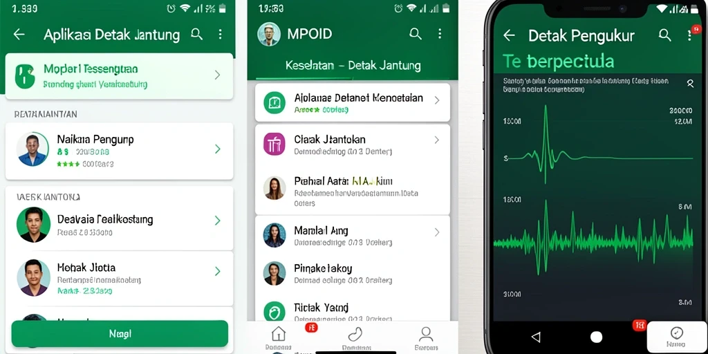Screenshot MPOID menunjukkan antarmuka pengukuran detak jantung yang intuitif.