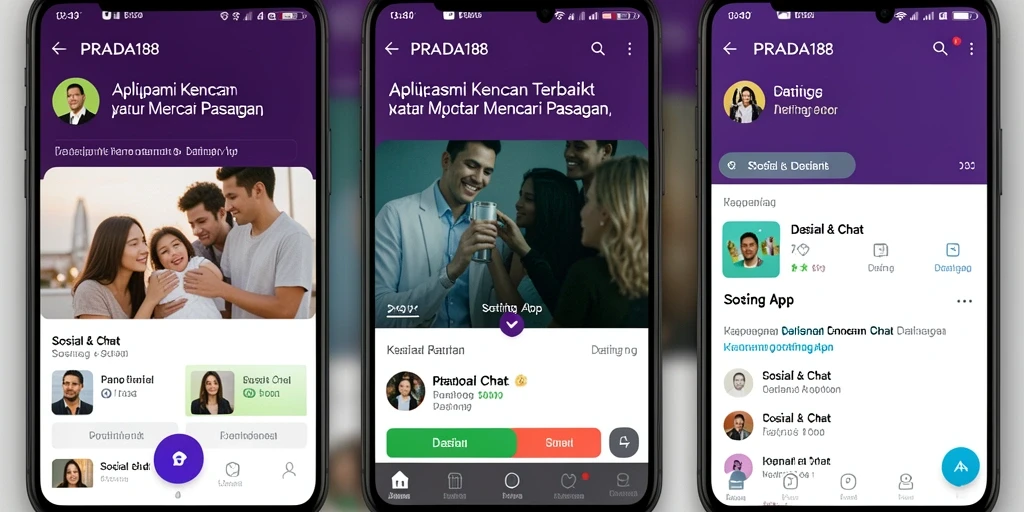 Antarmuka aplikasi PRADA188 dengan fitur kencan yang menarik.
