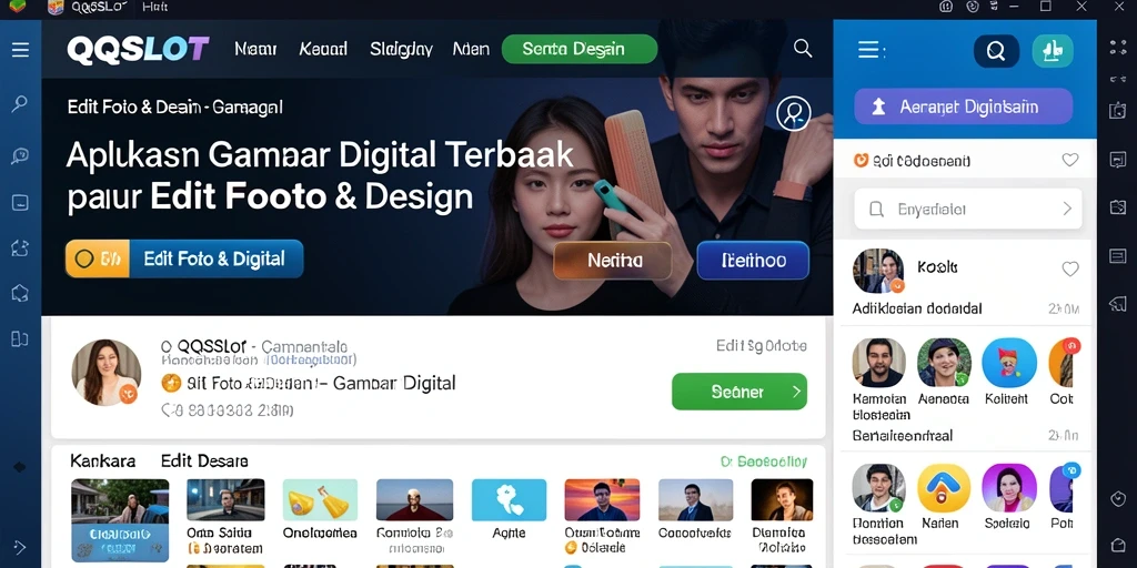 Screenshot antarmuka utama QQSLOT dengan berbagai alat dan fitur edit foto.