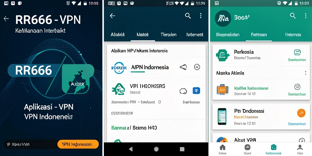Antarmuka utama aplikasi RR666 dengan berbagai opsi VPN.