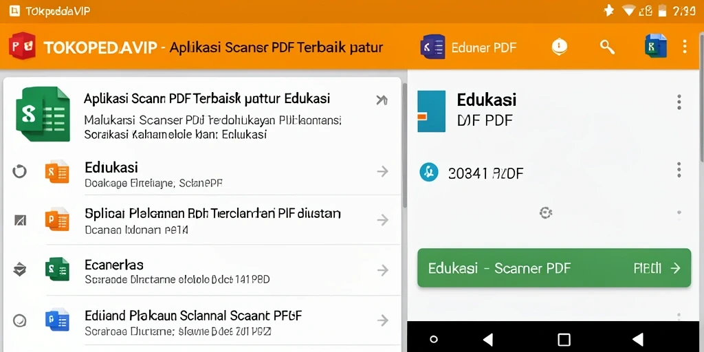 Antarmuka aplikasi TOKOPEDIAVIP menampilkan fitur pemindaian PDF yang intuitif.