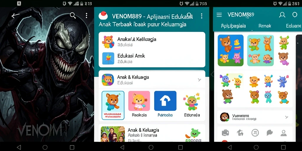 Antarmuka aplikasi VENOM889 untuk Edukasi Anak yang menarik dan interaktif.