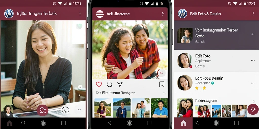 Screenshot antarmuka VW108 dengan berbagai pilihan filter Instagram yang menakjubkan.