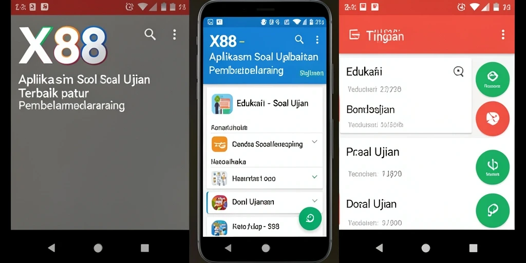 Antarmuka aplikasi Soal Ujian X88 yang bersahabat