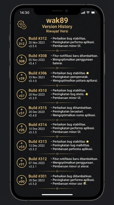 Riwayat versi aplikasi wak89 untuk pengguna Android